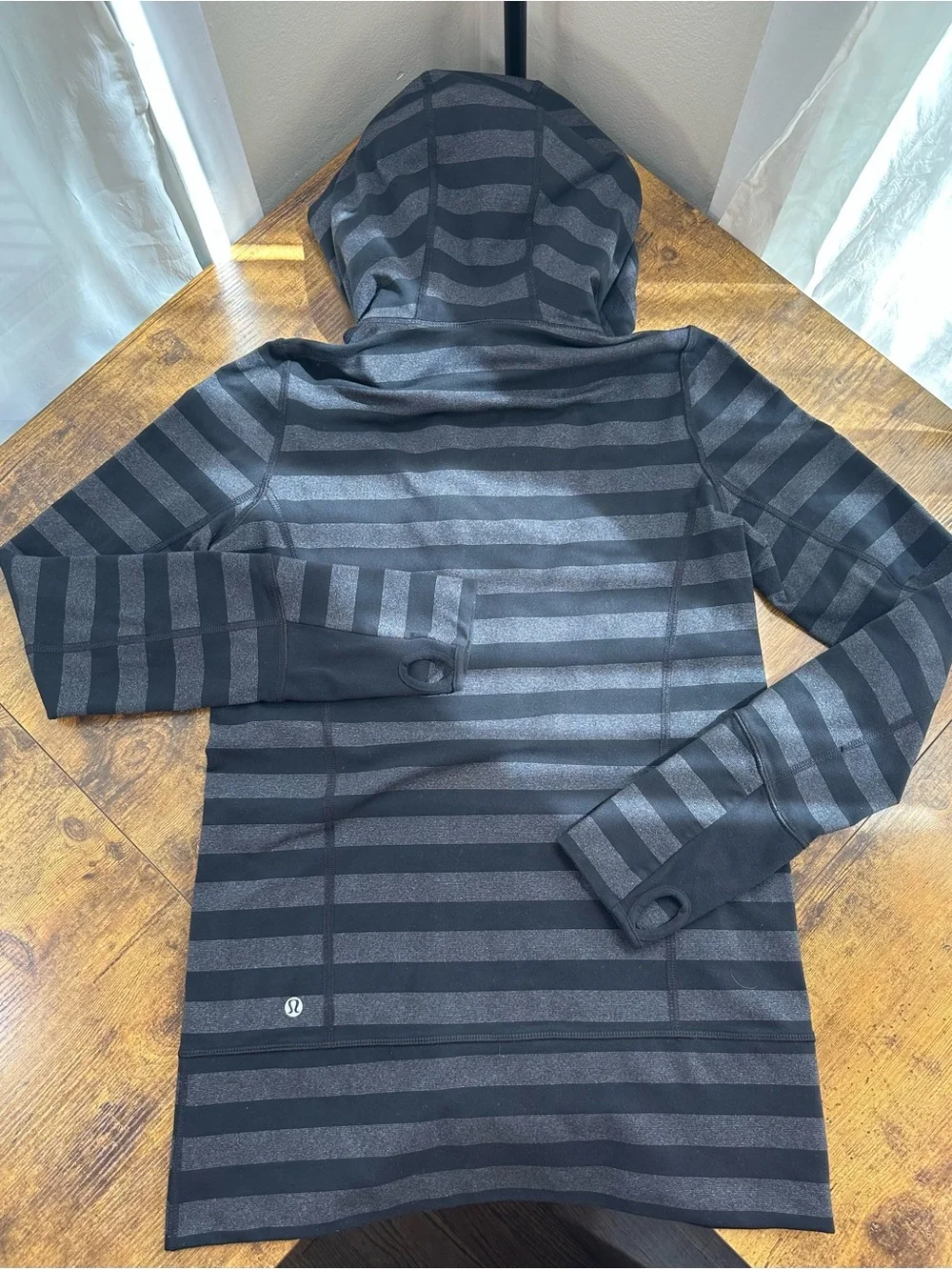 Lululemon Stride Jacket, Black Black Micro Macro Stripe, 8